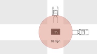 Créez vos zones de limitation de vitesse avec le Speed Zoning de Fenwick connect:zi Représentation de la speed zone, avec une zone de limitation de vitesse créée à l’aide de Fenwick connect:zi